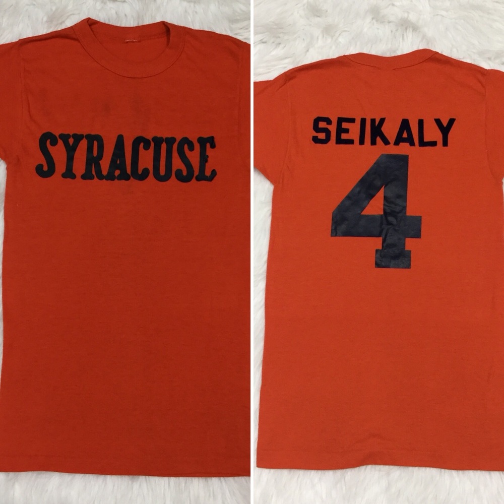 VINTAGE sz X Small Syracuse SEIKALY T Shirt Orange Blue